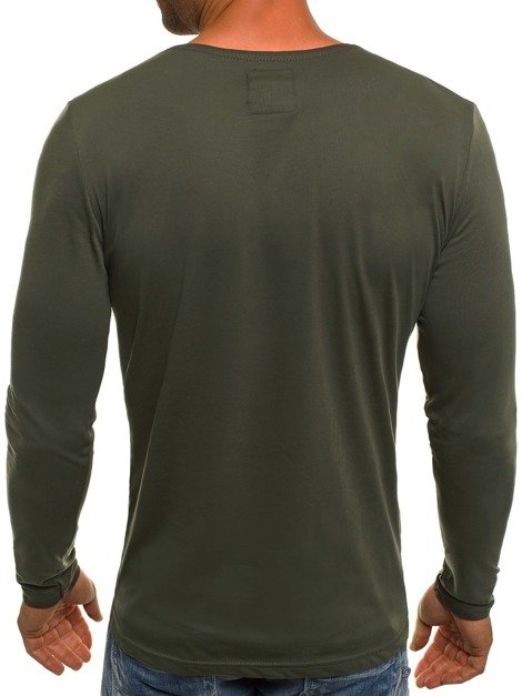 OZONEE 9108 Мъжка блуза с дълъг ръкав зелена