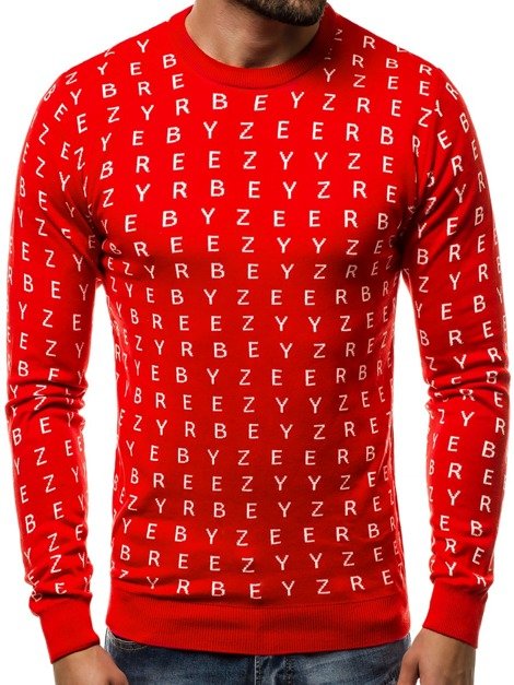 OZONEE B/2397 Мъжки пуловер червен