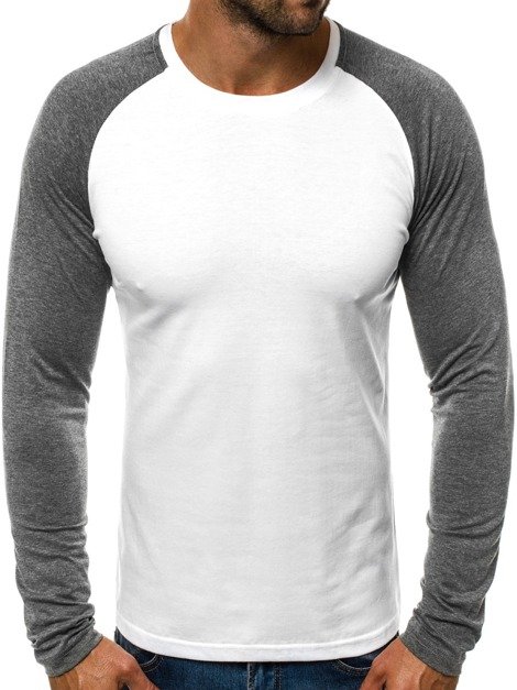OZONEE JS/5005AL Мъжка блуза с дълъг ръкав бяла