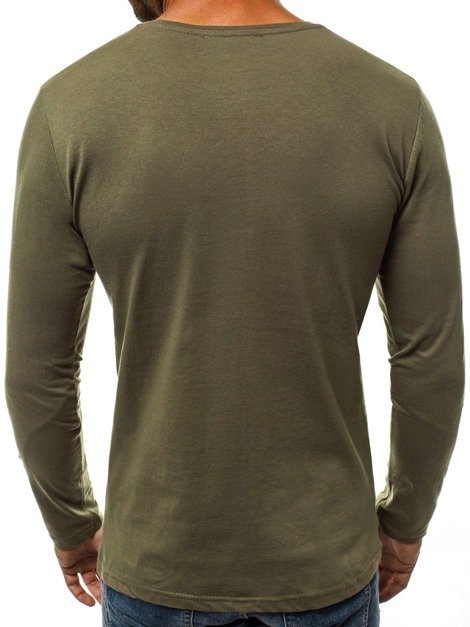 OZONEE O/1219 Мъжка блуза с дълъг ръкав зелена