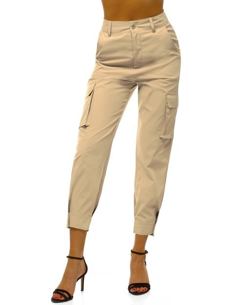 Дамски панталони с джоггери бежово OZONEE O/HM002