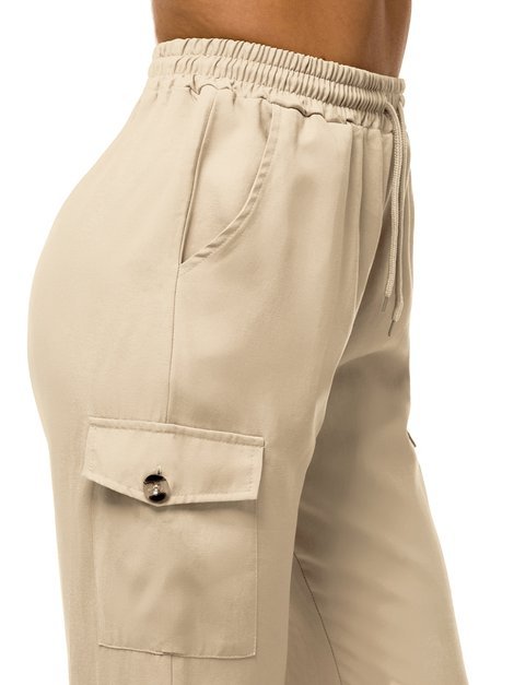 Дамски панталони с джоггери бежово OZONEE O/HM006