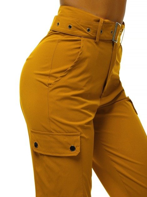 Дамски панталони с джоггери жълто OZONEE O/HM001
