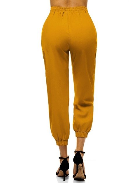 Дамски панталони с джоггери жълто OZONEE O/HM003