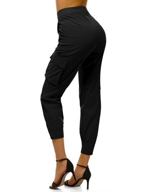 Дамски панталони с джоггери черни OZONEE O/HM002
