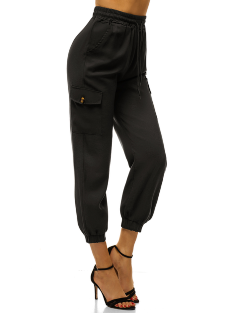 Дамски панталони с джоггери черни OZONEE O/HM003