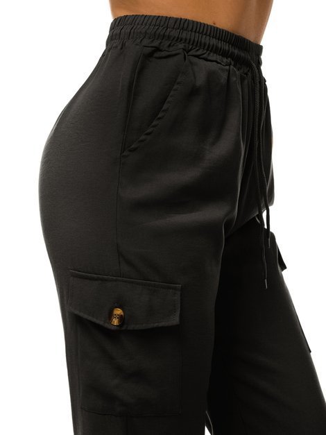 Дамски панталони с джоггери черни OZONEE O/HM003