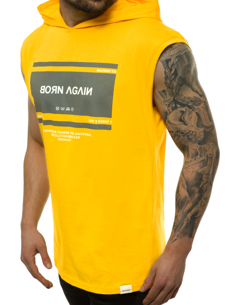Мъжка тениска без ръкав жълта OZONEE MACH/M1152
