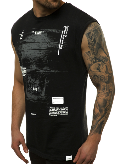 Мъжка тениска черно-бял OZONEE MACH/M1212