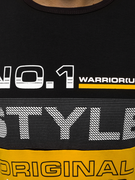 Мъжка тениска черно-жълто OZONEE JS/SS10900Z