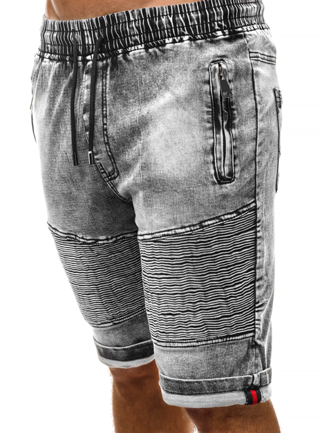 Мъжки къси дънкови панталони графитно OZONEE RF/HY320/1