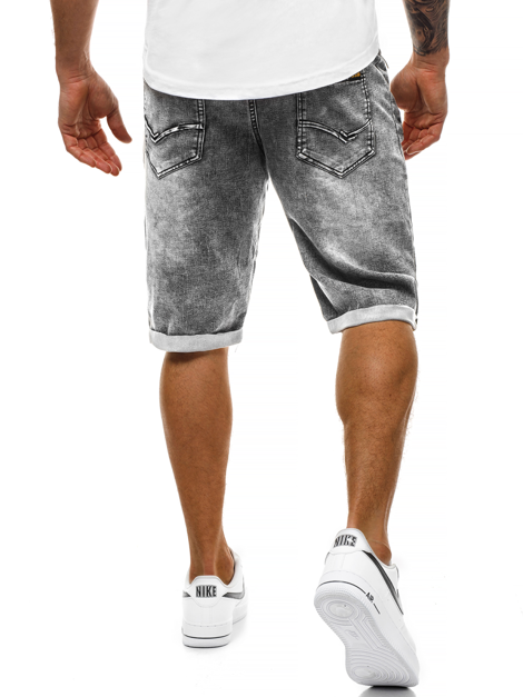 Мъжки къси дънкови панталони графитно OZONEE RF/HY337
