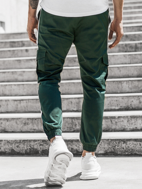 Мъжки панталони jogger тъмнозелено OZONEE DJ/5580