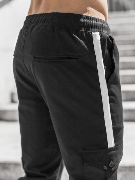 Мъжки панталони jogger черни OZONEE DJ/5580