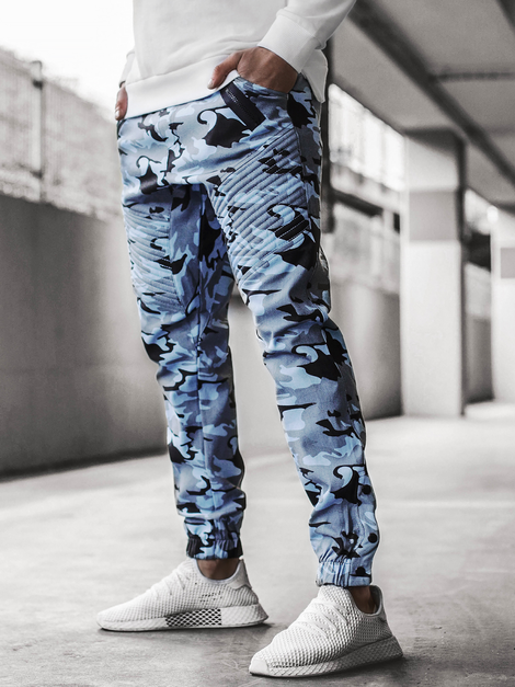 Мъжки панталони Чино JOGER синьо-камуфлажен OZONEE A/0952
