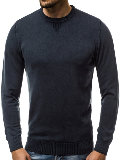 Мъжки пуловер индиго OZONEE BL/M020