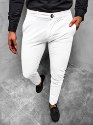 Мъжки панталони бяло OZONEE JB/JP1146/2