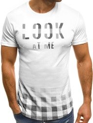 OZONEE B/181199 Мъжка тениска бяло-черна