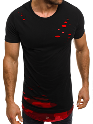 Мъжка тениска черно-червена OZONEE O/1115