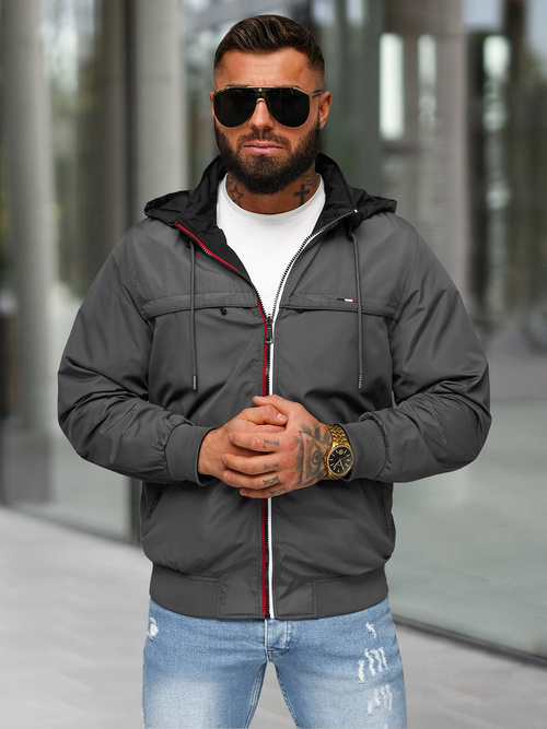 Mъжко двустранно яке сива OZONEE JS/16M9207/92