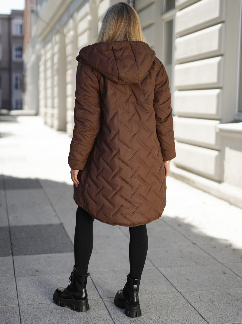 Дамско дълго зимно яке шоколад OZONEE JS/5M3352/158