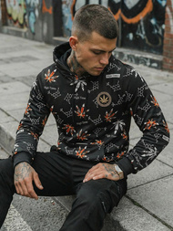 Мъжки суитшърт с качулка черен OZONEE O/B266Z