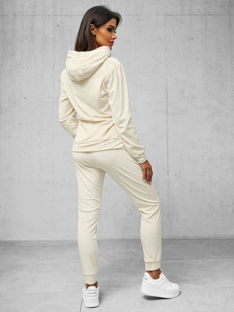 Дамска велурен спортен екип екрю OZONEE O/8C1175/155Z