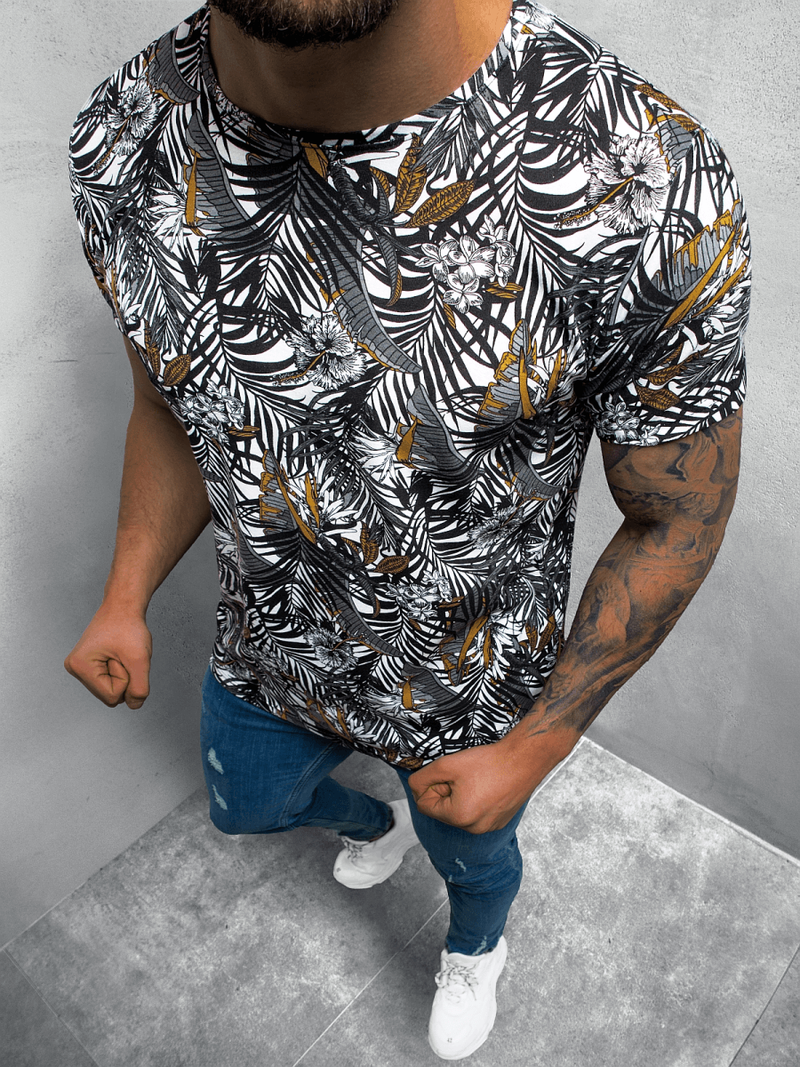 Мъжка тениска бяло-черен OZONEE O/BL61