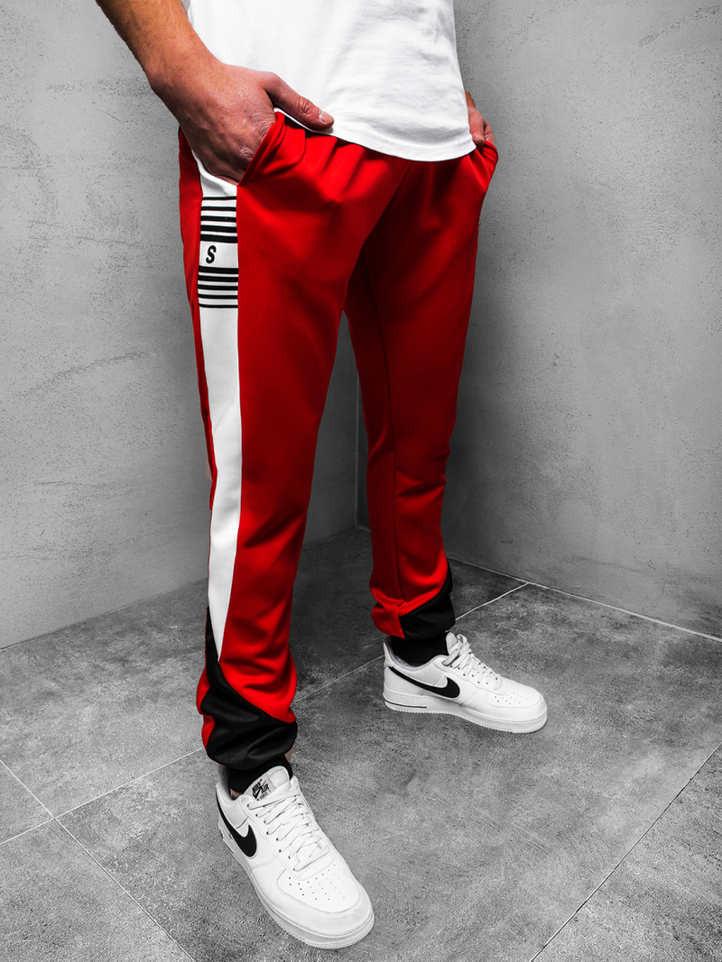 Мъжко долнище на анцуг червени OZONEE JS/AM118Z