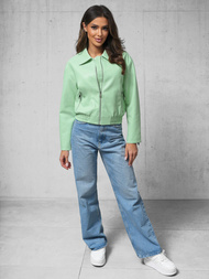 Дамско кожено яке ментова OZONEE O/G116