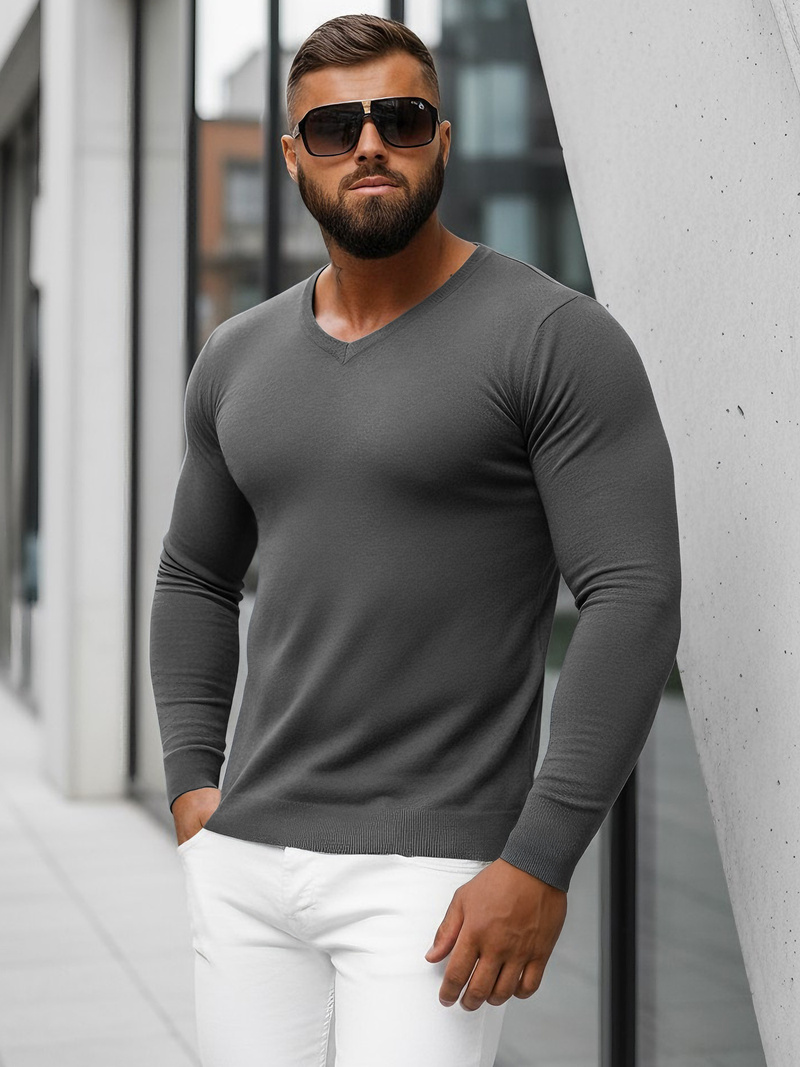 Мъжки пуловер графитен OZONEE NB/MMB601/3Z