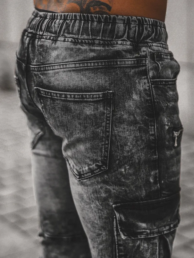 Мъжки дънки jogger черни OZONEE NB/MP0112N