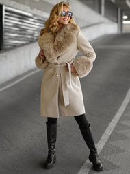 Дамско палто екрю OZONEE JS/61M8509/280