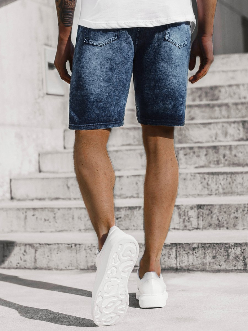 Мъжки къси дънкови панталони синьо OZONEE JS/KK1070/3