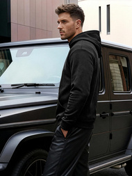 Мъжки суитшърт с качулка черен OZONEE JS/8B1990/3