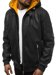 Мъжко яке черно и жълто OZONEE N/6132