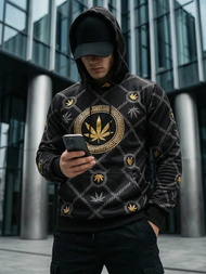 Мъжки суитшърт с качулка черен OZONEE O/B267Z