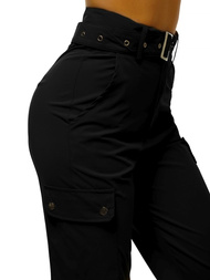 Дамски панталони с джоггери черни OZONEE O/HM001