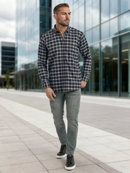 Мъжка риза тъмносиньо OZONEE V/V173