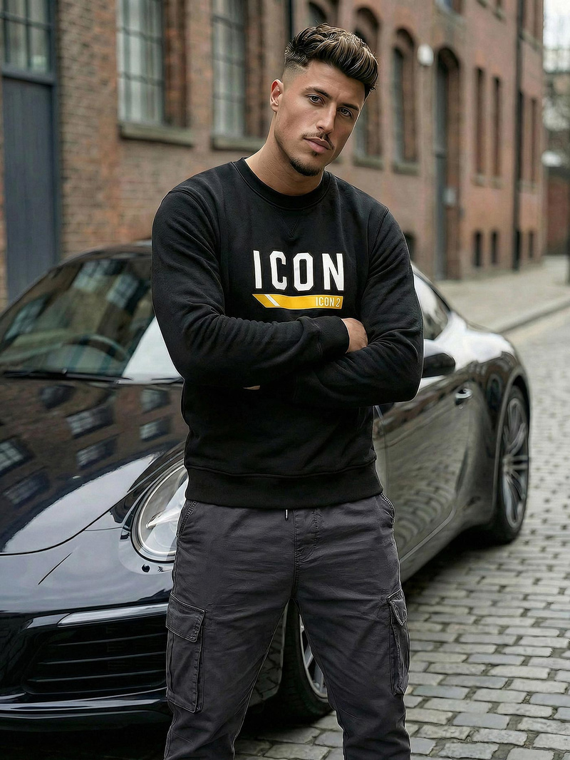 Мъжки суитшърт черен OZONEE JS/8B1753/3