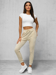 Дамско велурени спортни панталони екрю OZONEE JS/8K1532/155