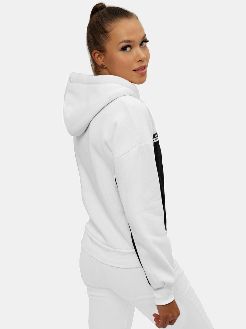 Дамски суитчър с качулка бяло-черна OZONEE JS/B26044Z