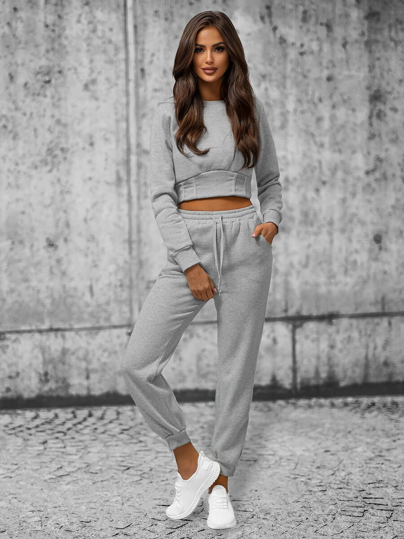 Дамски анцуг от две части сив OZONEE JS/8C78/2Z