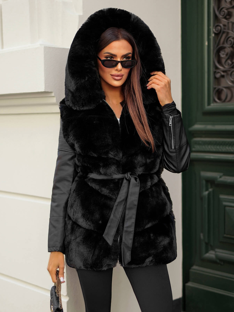 Дамско яке черно OZONEE JS/11Z8090Z