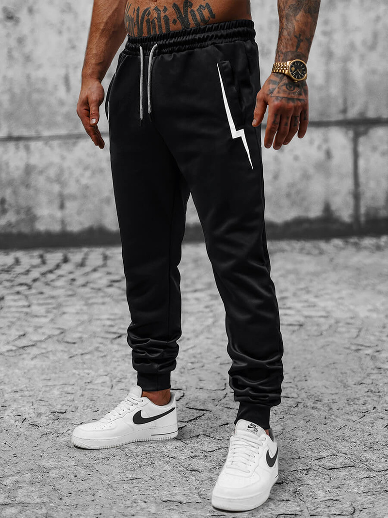 Мъжко долнище на анцуг черни OZONEE JS/8K165