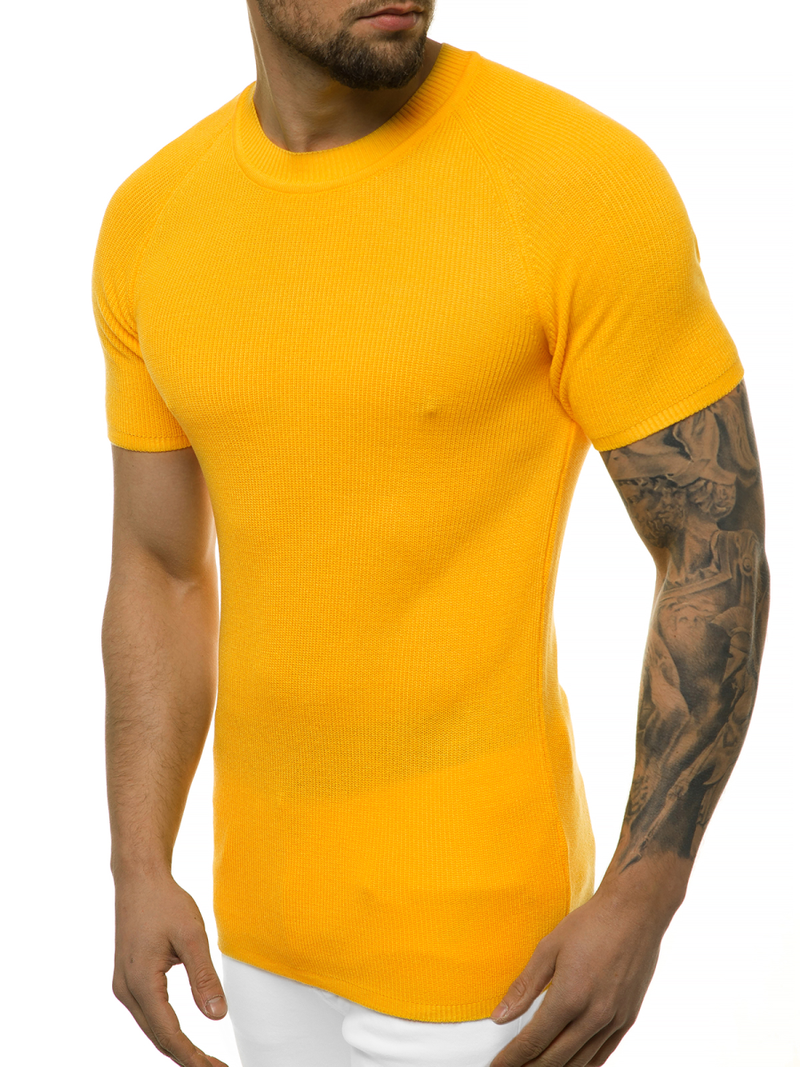 Мъжки пуловер жълта OZONEE L/2474