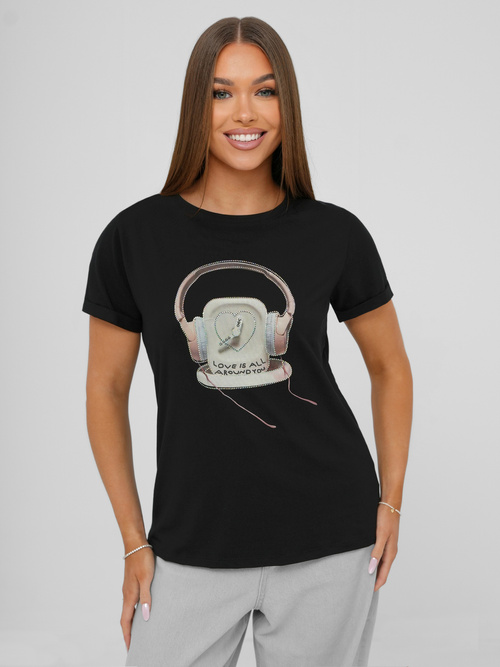 Дамска тениска черна OZONEE DJ77806