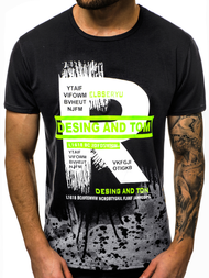 Мъжка тениска черна OZONEE JS/KS1945