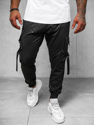 Мъжко долнище на анцуг черни OZONEE O/PS6021