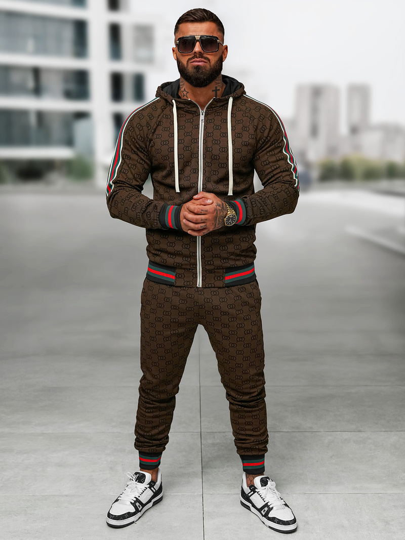 Мъжки спортен екип тъмно-бежово OZONEE O/FF5111AB